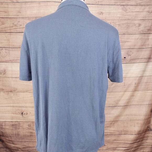 John Varvatos Polo Shirt Mens Large Blue Silk Cotton Short Sleeve Classic - S2 - Picture 4 of 8